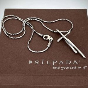 Silpada Sterling Silver Great Impressions Cross Necklace